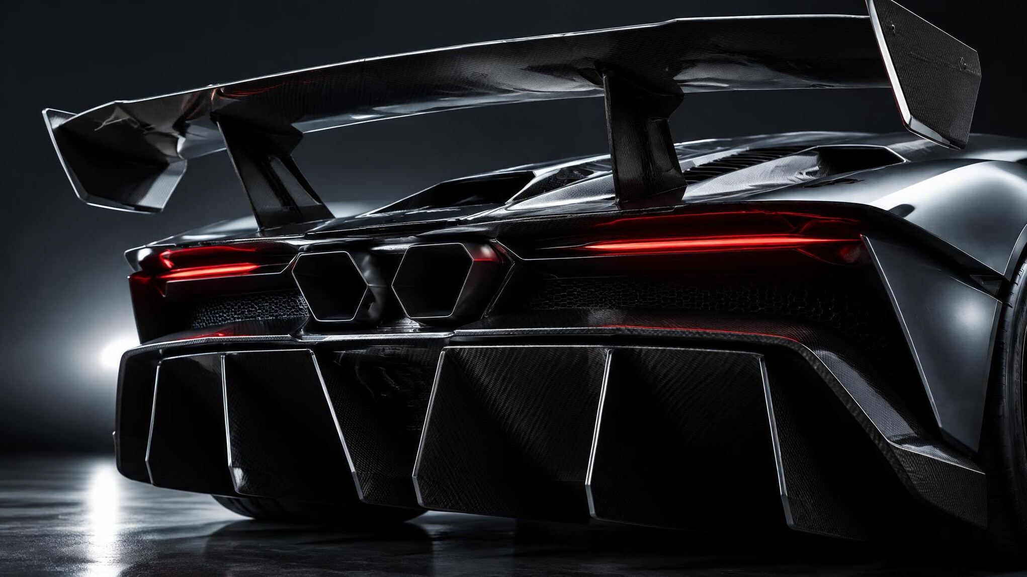 Rear wing and diffuser detail of a modern aerodynamic hypercar