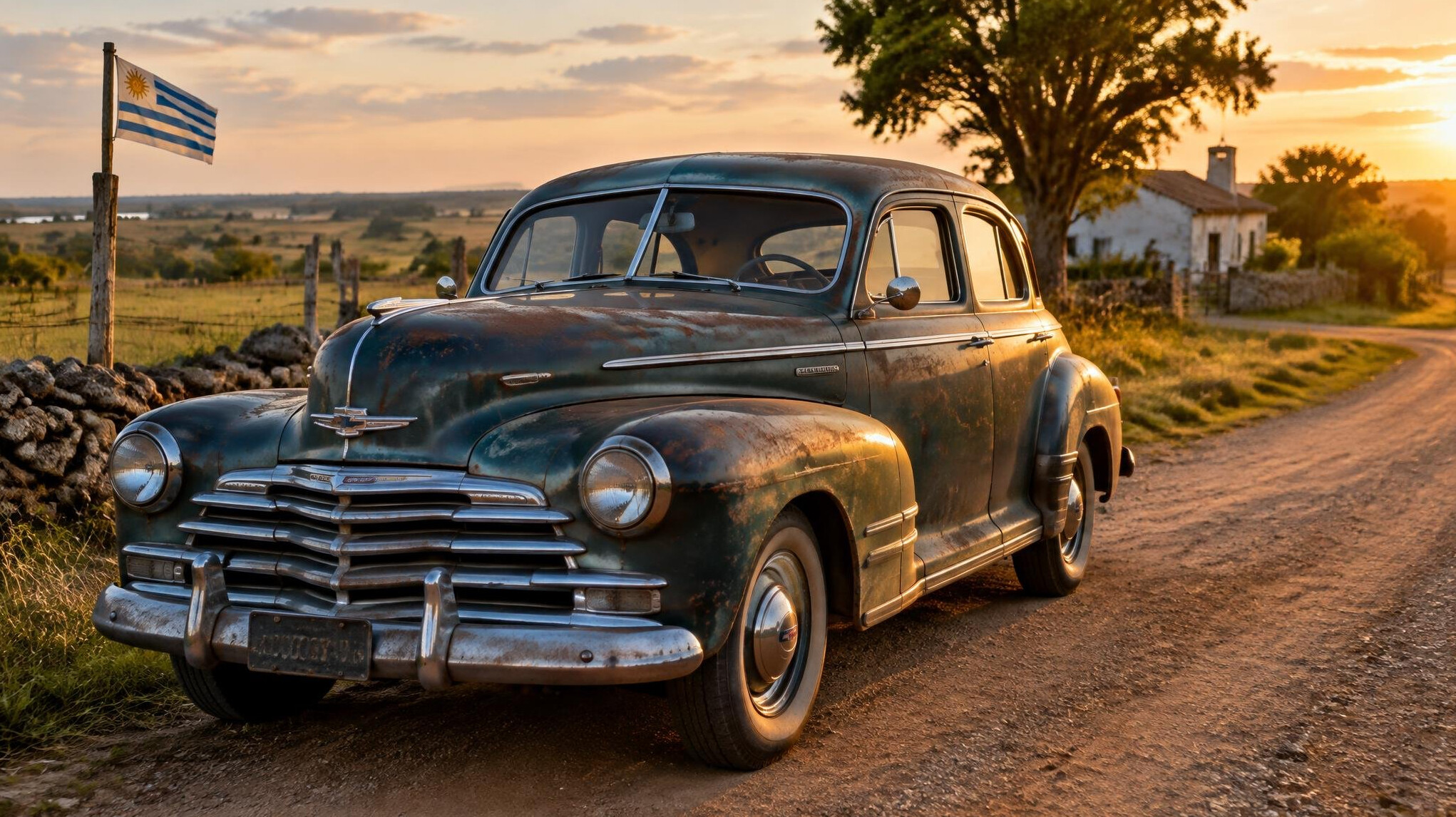 Weathered but well preserved classic automobile that survived decades of use